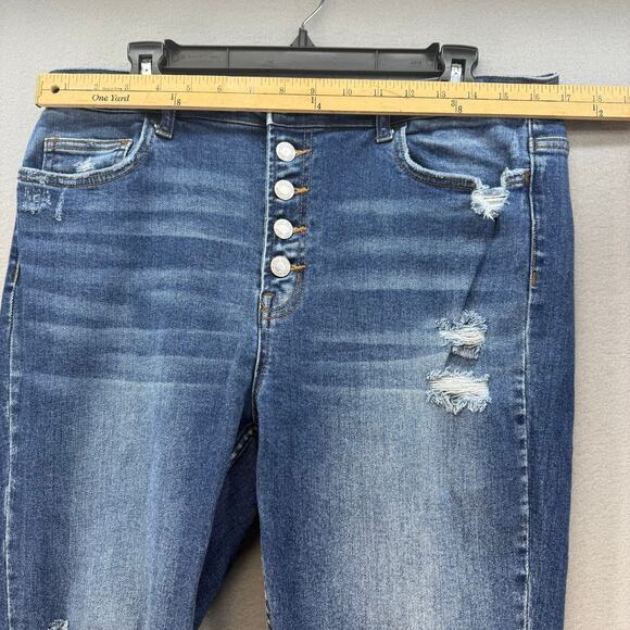 Vervet Blue Jeans Women's 32 (14) Ankle Skinny Button Fly Factory Distressing - Picture 10 of 13